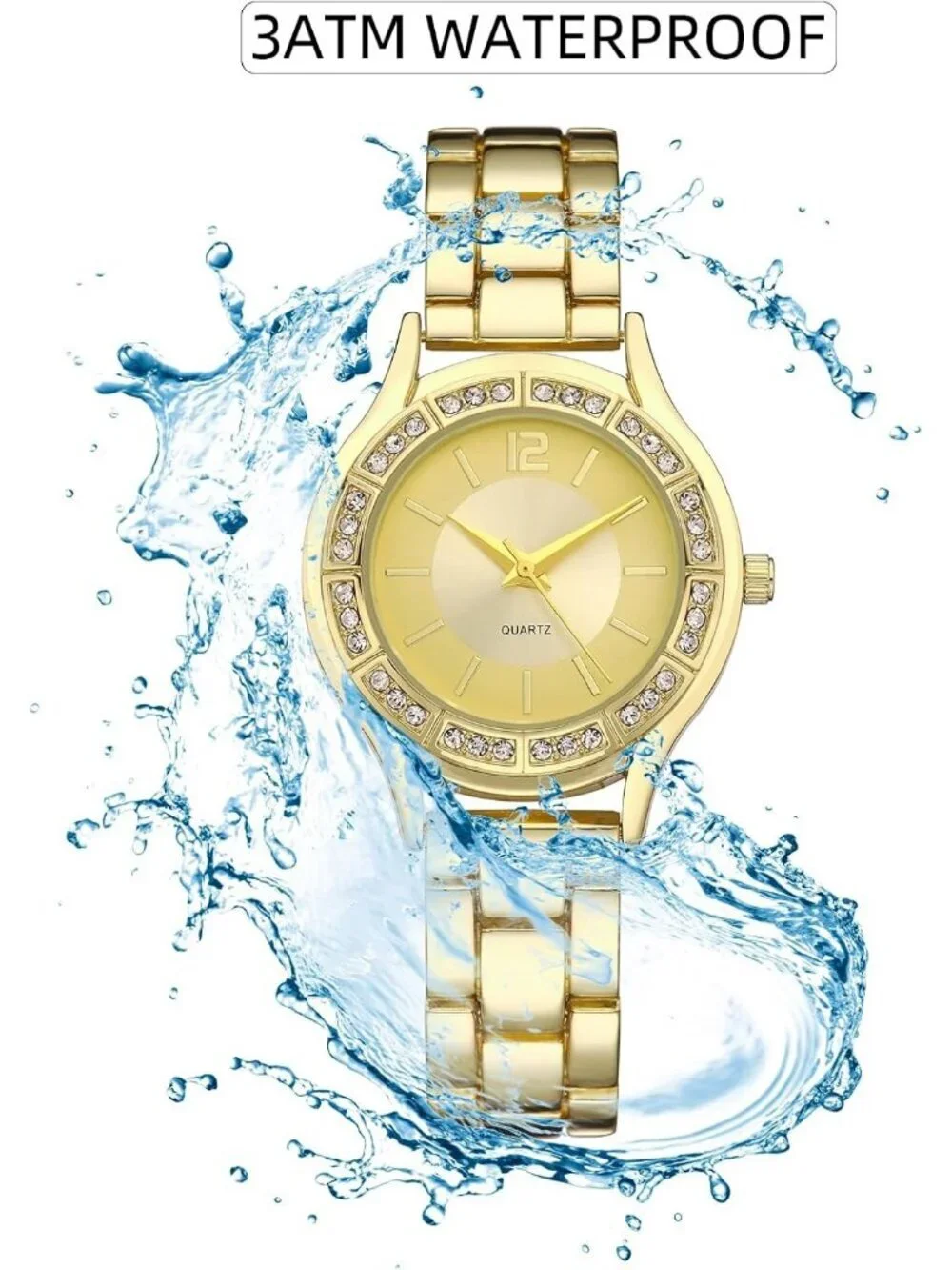 Womens Gold Analog Quartz Solid Relogio Feminino Waterproof Bracelet Wrist Watch